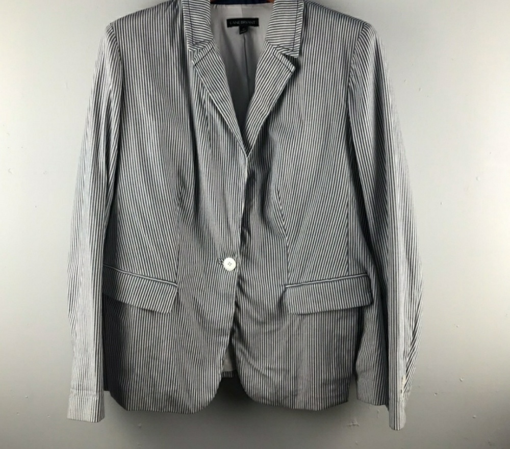 Lane Bryant Navy Pinstripe Blazer